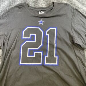 Nike Dallas Cowboys Men's 2XL T-Shirt #21 Zeke Elliott NFL Logo Crew Neck Gray